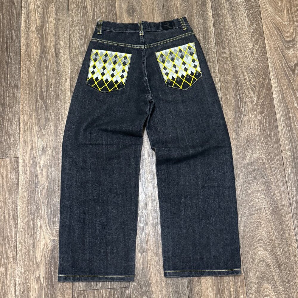 VTG Refuse Denim Jeans Women's 10 Blue Patchwork Skater Wide Leg Hip Hop Y2K 00s